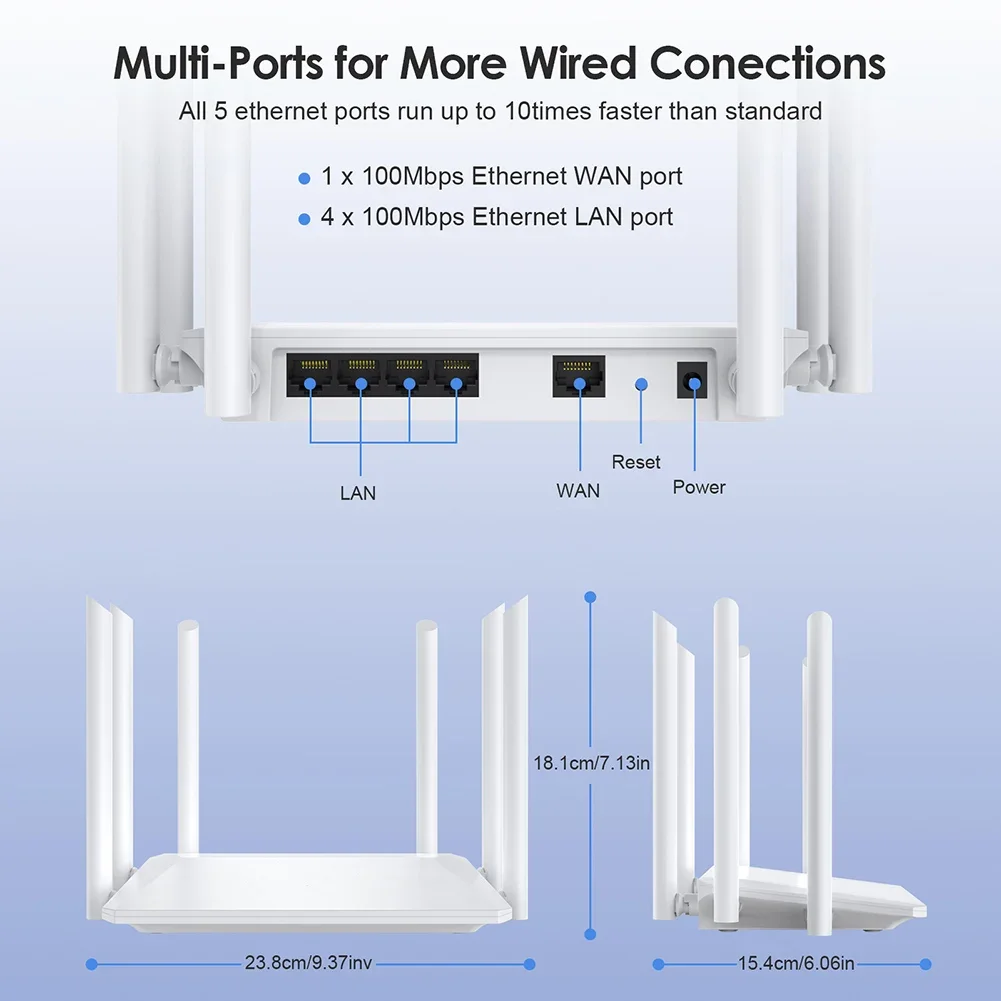Router 1200M router bezprzewodowy antena zewnętrzna Modem Router szeroki zasięg wzmacniacz WiFi 2.4GHz Home Office wzmacnianie sygnału