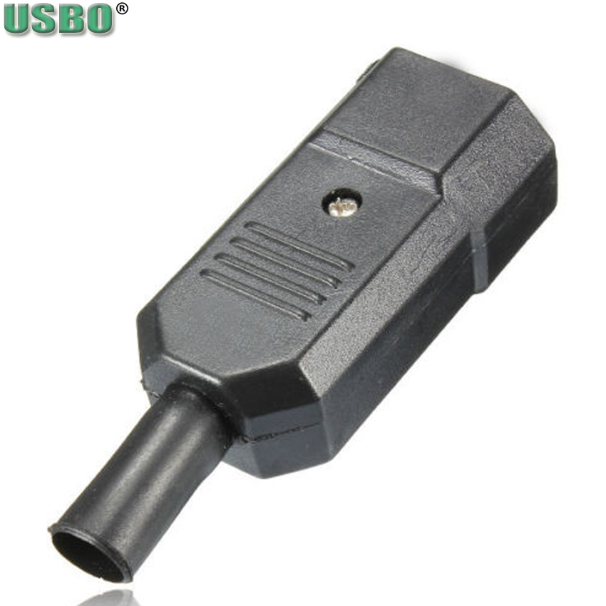 Negro CE 10A 250V IEC320 C13 C14 hembra enchufe reutilizable PDU UPS receptáculo de Cable de alimentación conector alámbrico 3 pin AC hembra