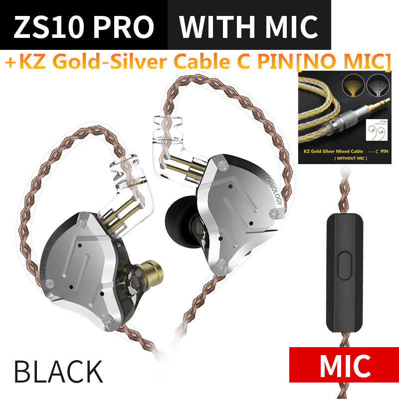 KZ ZS10 Pro 4BA + 1DD Cuffie in metallo ibrido 10 driver HIFI Bass Auricolari In Ear Monitor Sport Auricolari con cancellazione del rumore KZ ZAX ZSX