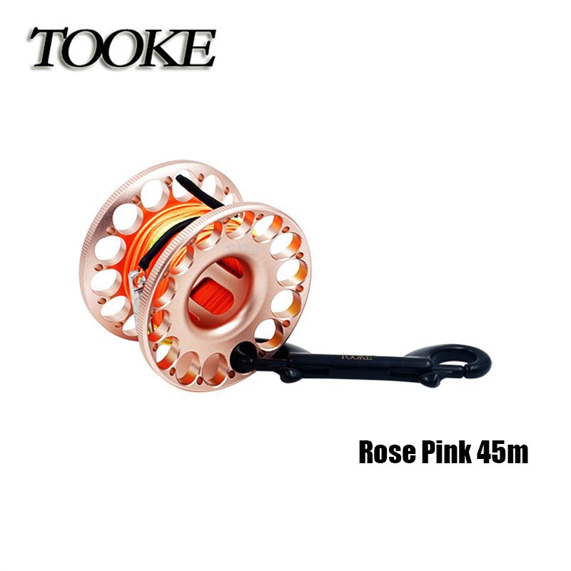 Scuba Diving Aluminum Alloy 30m 45m Spool Finger Reel with Stainless Steel Bolt Snap Hook For SMB Safe Equipment BCD Accessories: Rose Pink 45m