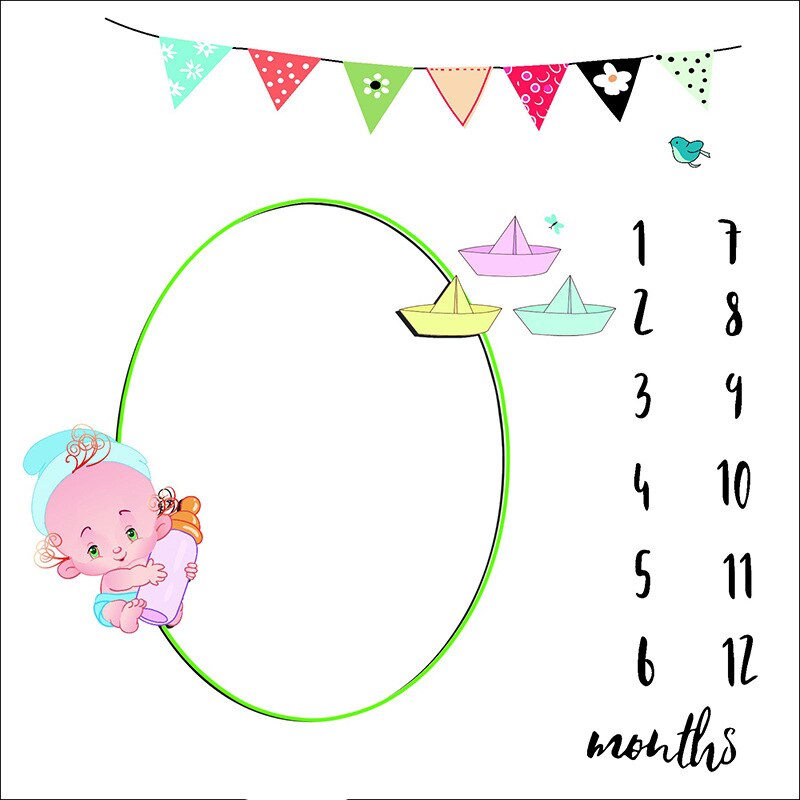 Baby Milestone Foto Props Achtergrond Dekens Dier Patroon Baby Speelmatten Achtergrond Doek Kalender Foto Accessoires Nordic: EF-92