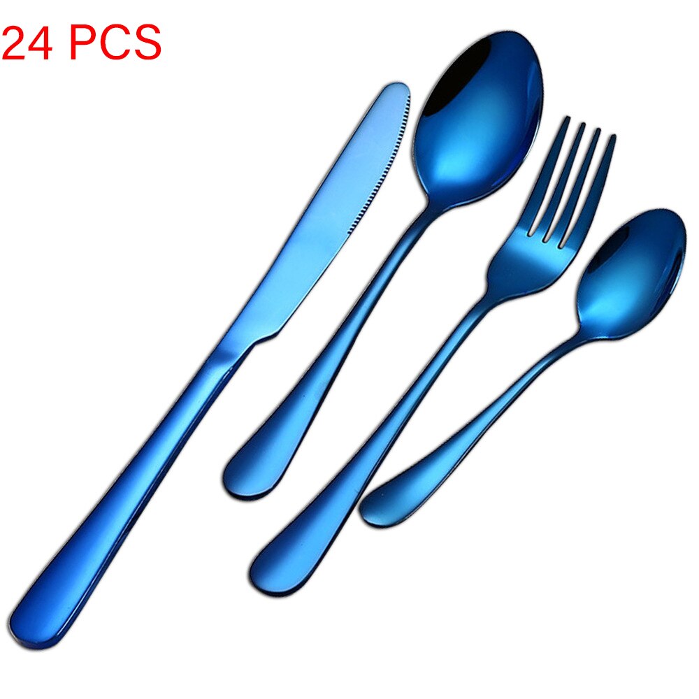 24 Stks/set Goud Bestek Zilverwerk Set Steak Mes Vork Lepel Theelepel Noble Wedding Party Reizen Thuis Luxe Bestek Set: Without box F