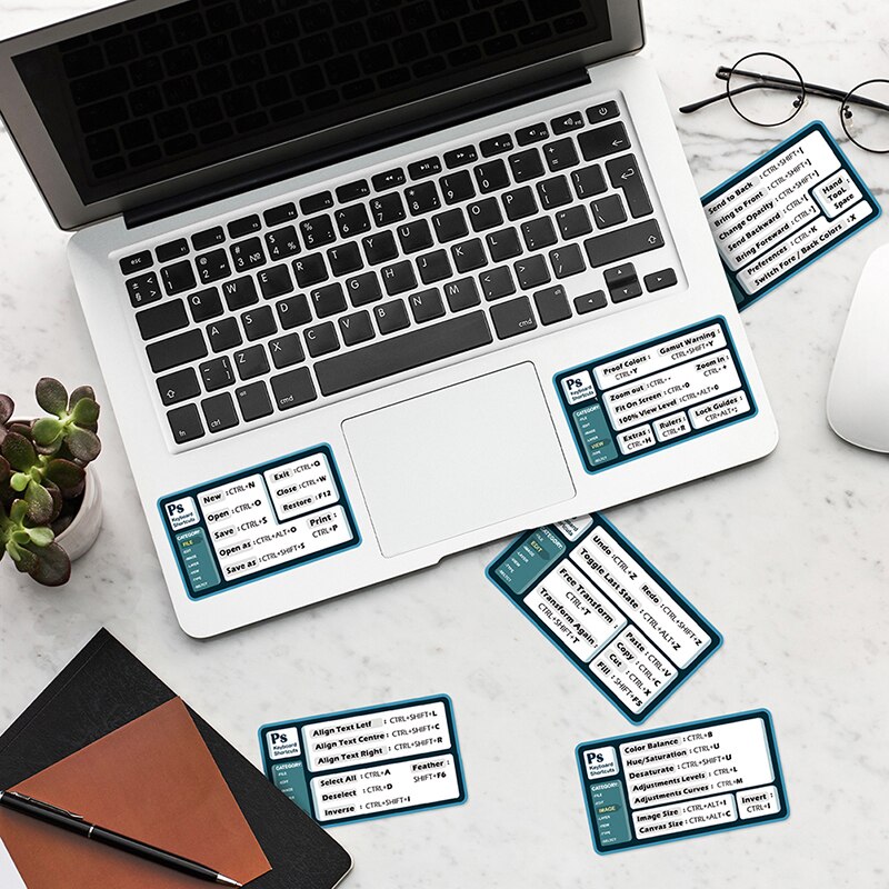 7pcs/pack Windows PC Reference Keyboard Shortcut Sticker Adhesive For PC Laptop Desktop Label Decorative Sticker