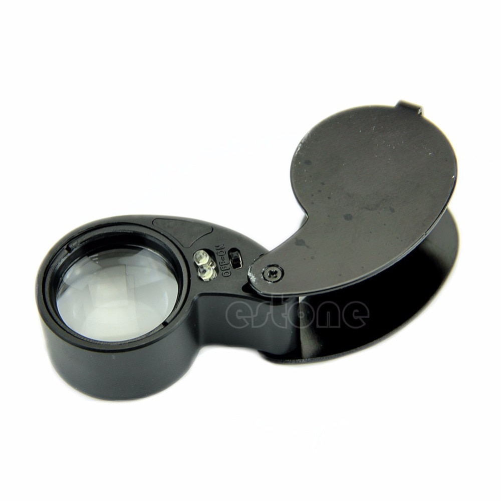 40x 25mm Glass Magnifying Magnifier Jeweler Eye Jewelry Loupe Loop Led Light