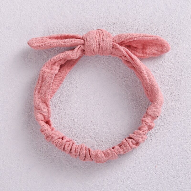 Cintas elásticas para el pelo para bebé, diadema de lino y algodón para niña, accesorios para el cabello con nudo, turbante con orejas de conejo para niño pequeño, lazos de Playa suaves: 16