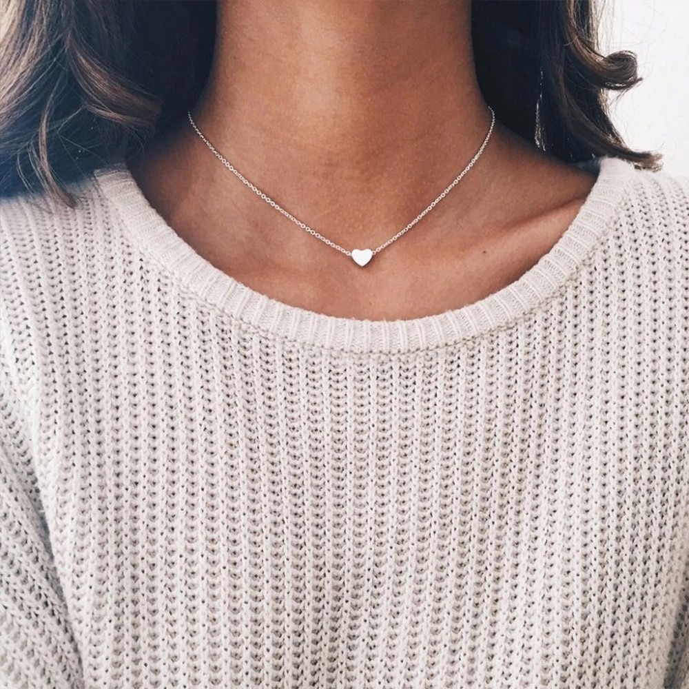 Trendy Stainless Steel Necklace Women dainty Pendant Heart Necklace Love Chokers Necklaces for women YX15517