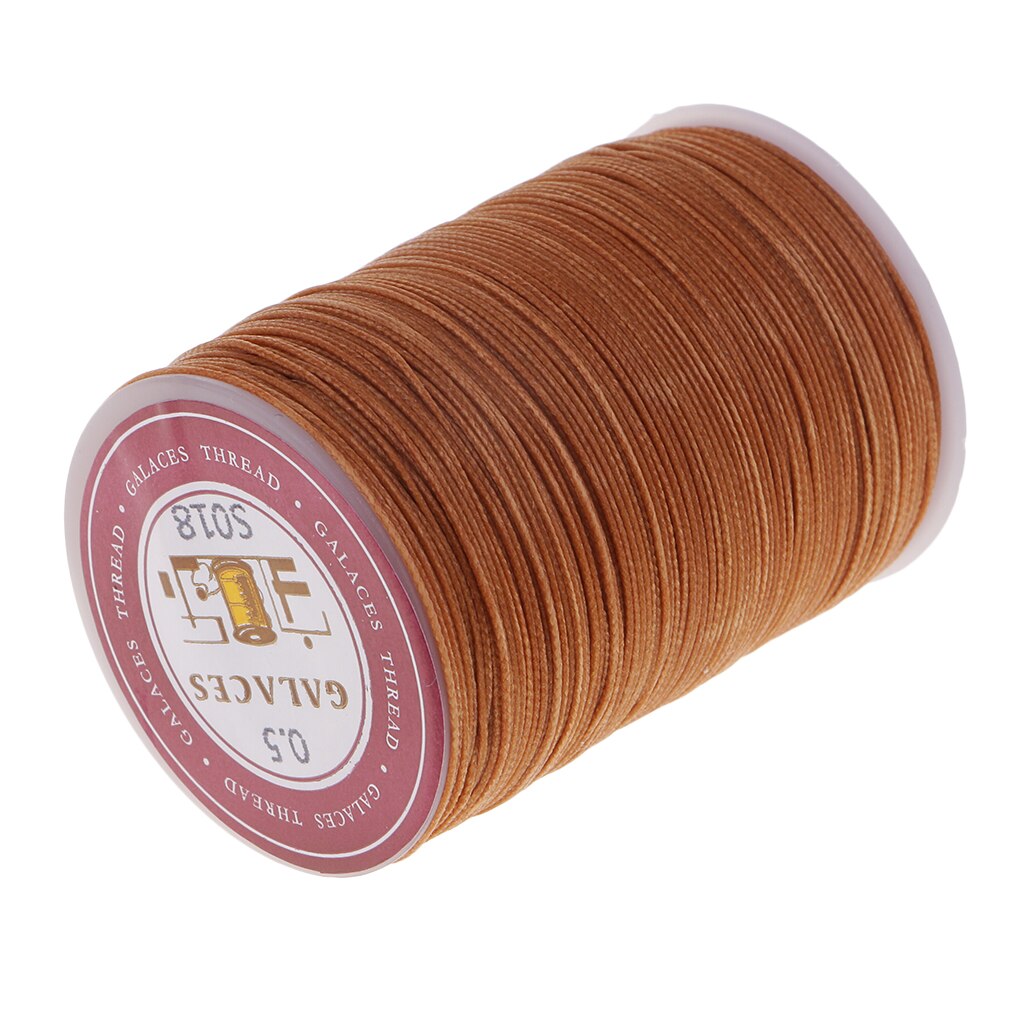Cordón de hilo encerado de poliéster para costura de cuero, suministros de artesanía de joyería, 130 m/rollo, 0,5mm: Brown