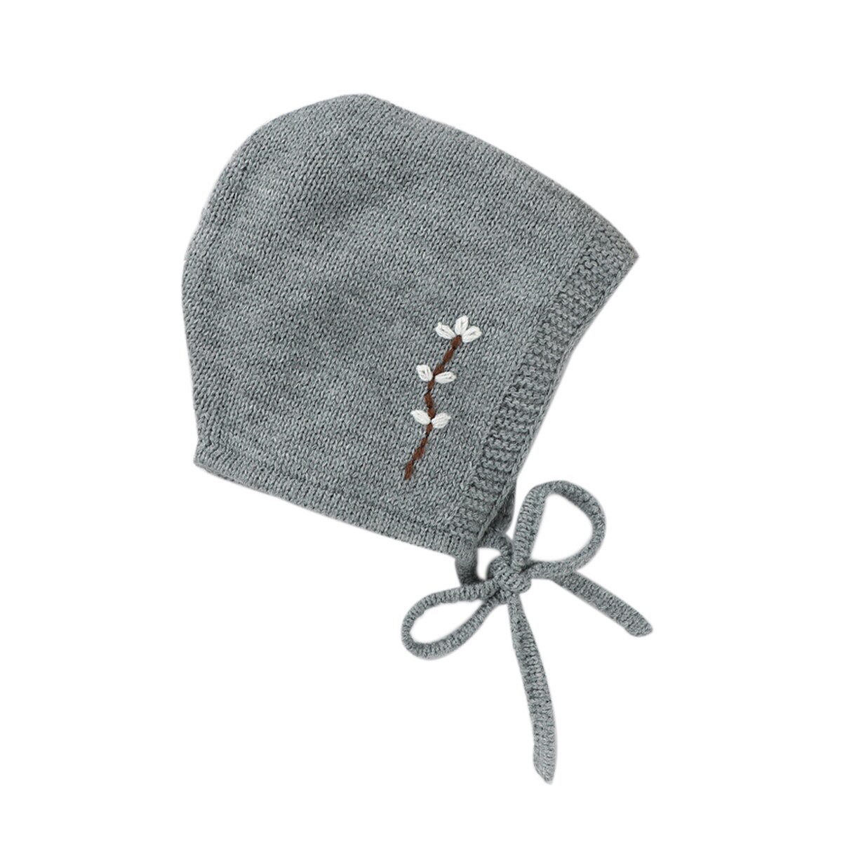Pasgeboren Baby Ziekenhuis Bonnet Knit Bloemen Warm Beanie Cap Met Kinband Voor Baby Jongens En Meisjes