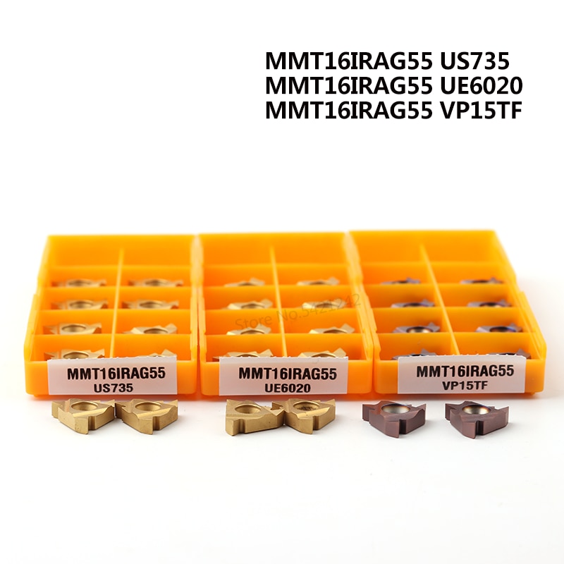 10 stuks mmt 16ir 16er ag55 vp15tf ue6020 us735 draad draaigereedschap hardmetalen blad cnc draaibank sleuf wisselplaat 11er ag55 11ir ag55