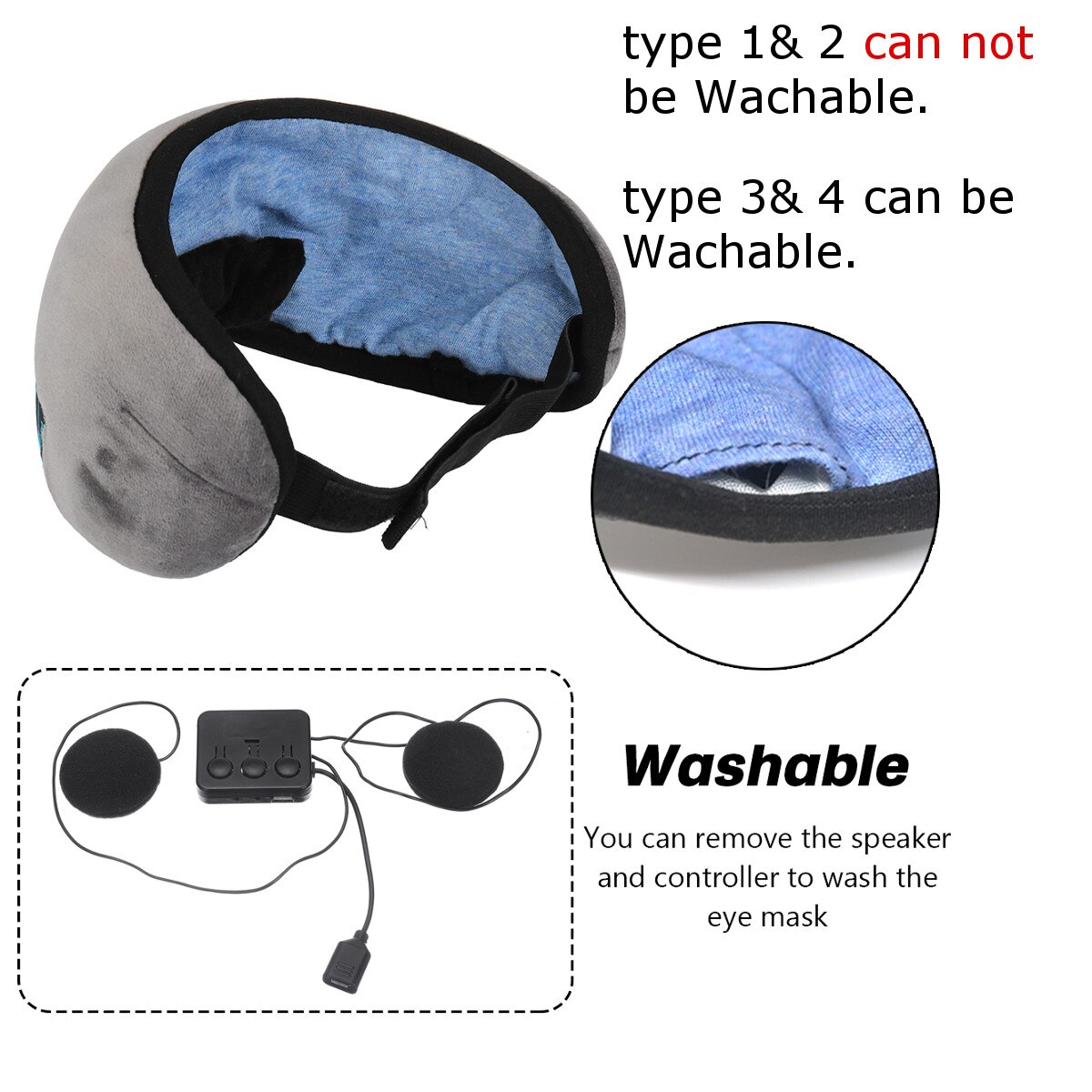 Sleep Headphone Bluetooth Sleep Mask Wireless Sleep Eye Mask Earphone Travel Eye Shades with Built-in Speakers Mic Handsfree mic