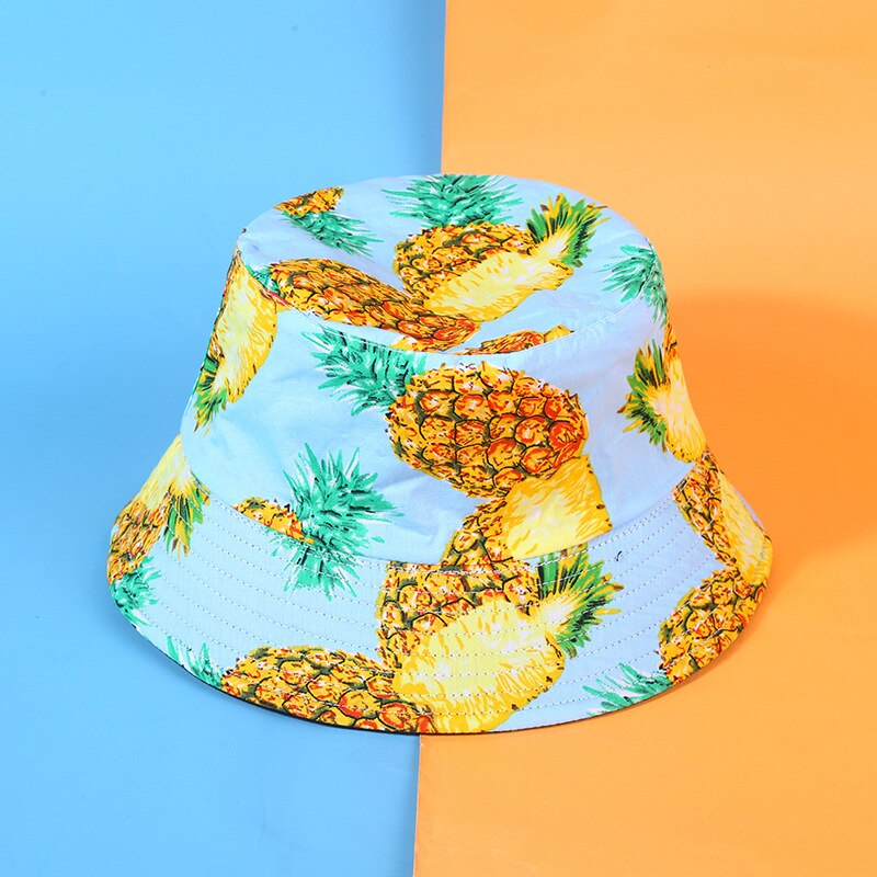 Avocado kapelusz typu Bucket kobiety męskie lato Panama kapelusz Hip-Hop czapki dwustronny nadruk z owocami banan arbuz plaża kapelusz rybaka: 04