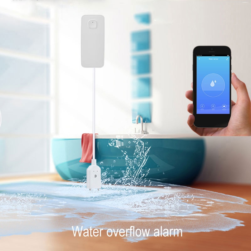 WiFi smart Water Leakage Sensor Water Alarm Compatible With APP Connection Easy Installation