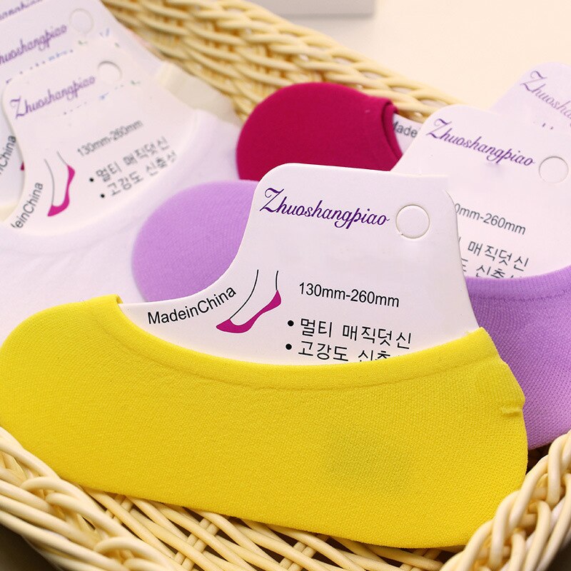 Sokketøfler kvinner fast usynlig silikon anti-skli sommer pustende tøyelig deodorant dame myk tynn enkel