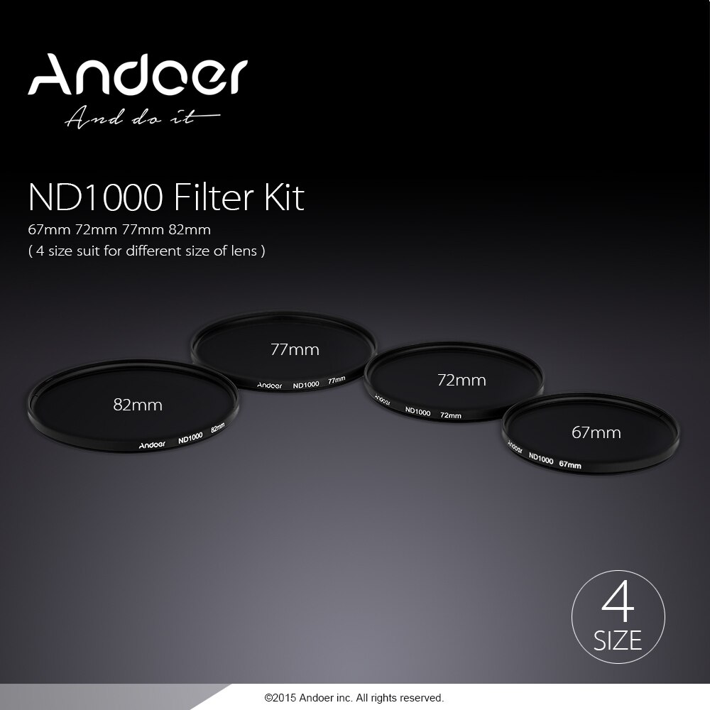 Andoer 77mm ND1000 10 Stop Fader Neutral Density Filter voor Nikon Canon DSLR Camera