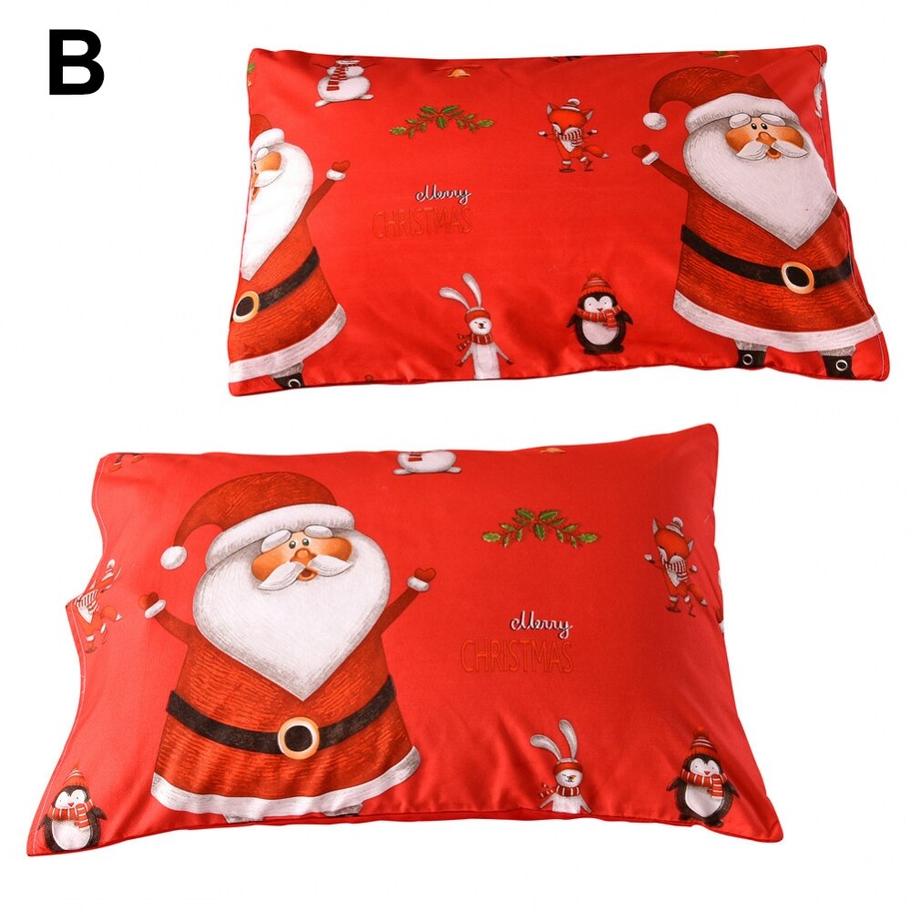 1 sæt julesengetøj julemanden mønster pudebetræk dynetæppe husholdningsartikler juletema hotel seng dekoration: B