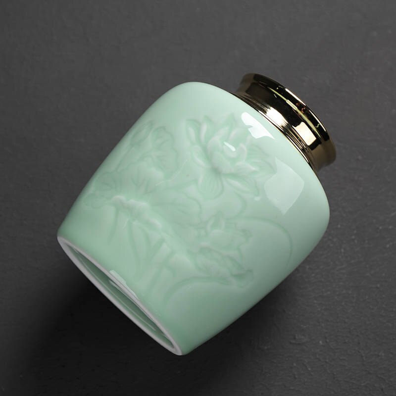 Stor kapacitet keramiske teopbevaringsdåser forseglet gryde til køkken krydderier organisator celadon porcelæn te kaffekrukker tank 9 stile