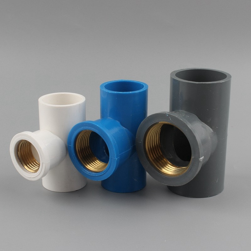 20 25 32mm PVC Water Supply Pipe Copper Female Thread 3 way Quick Connectors 1/2 3/4 1 inch Reducing Connectors Garden Fittings
