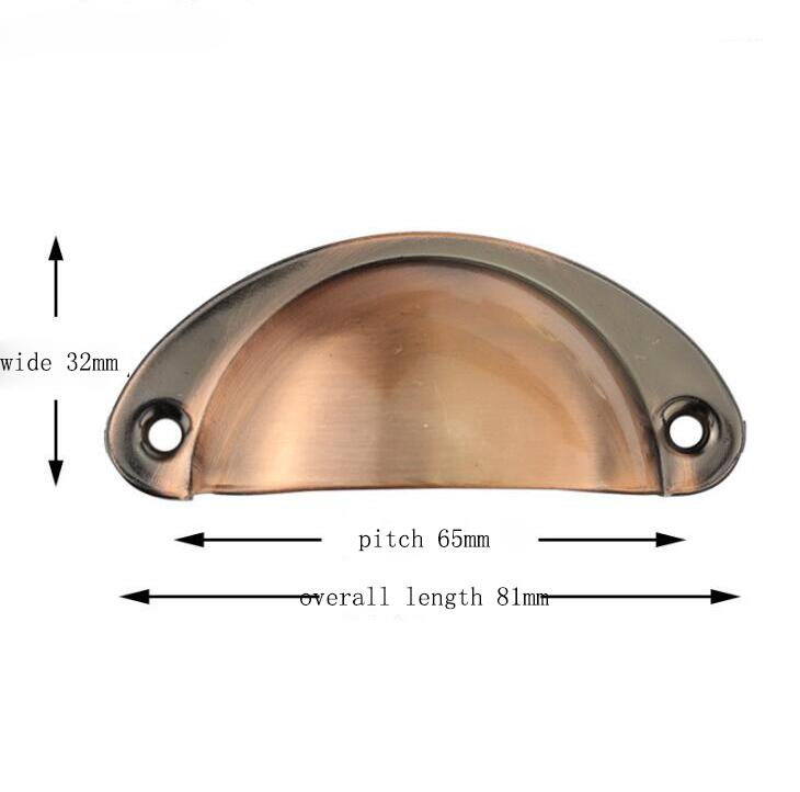 81*32mm maniglie per mobili in ferro bordo liscio semicerchio manico in lamiera di ferro mobili argento oro nero bronzo maniglia a conchiglia: 1pezzi-rosso bronzo brush