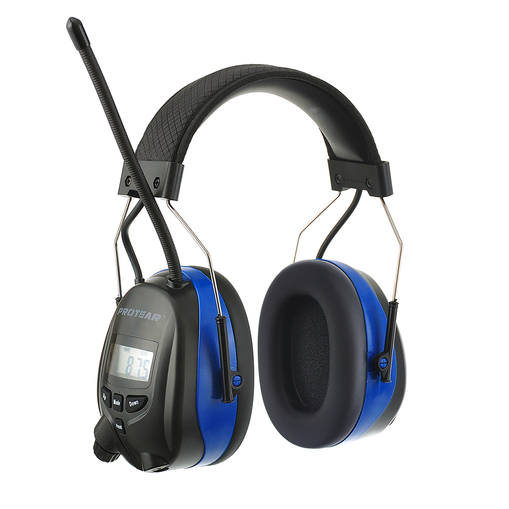 PROTEAR Elektronische Bluetooth-Gehörschutz-Kopfhörer mit FM AM Radio 25 dB NRR Noise EarMuffs Wiederaufladbare Gehörschutz: Blau