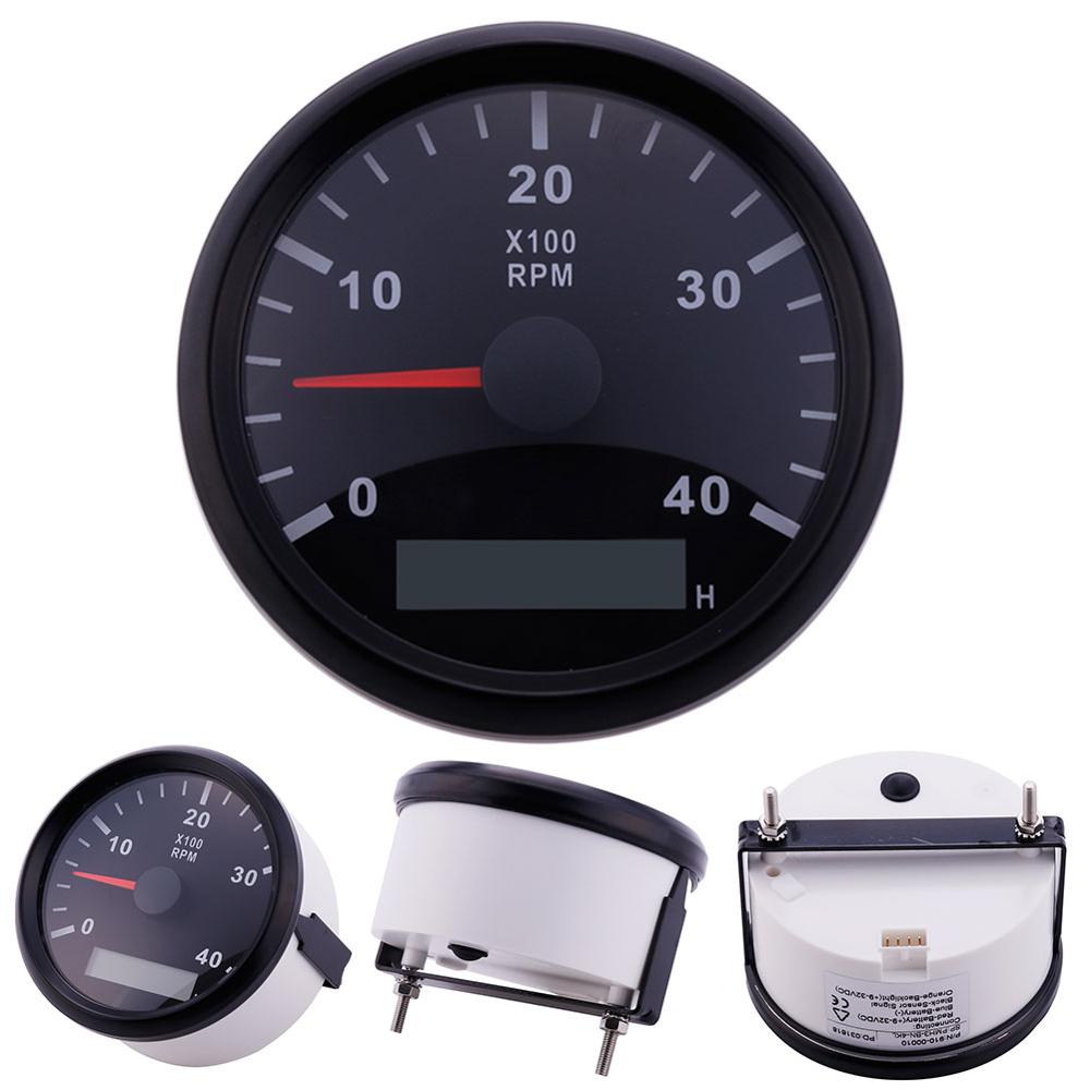 85mm 4000 rpm varvräknare med ledde digitala drifttidsmätare marina utombords dieselmotor motorgeneratorn tacho mätare mätaren 12v/24v