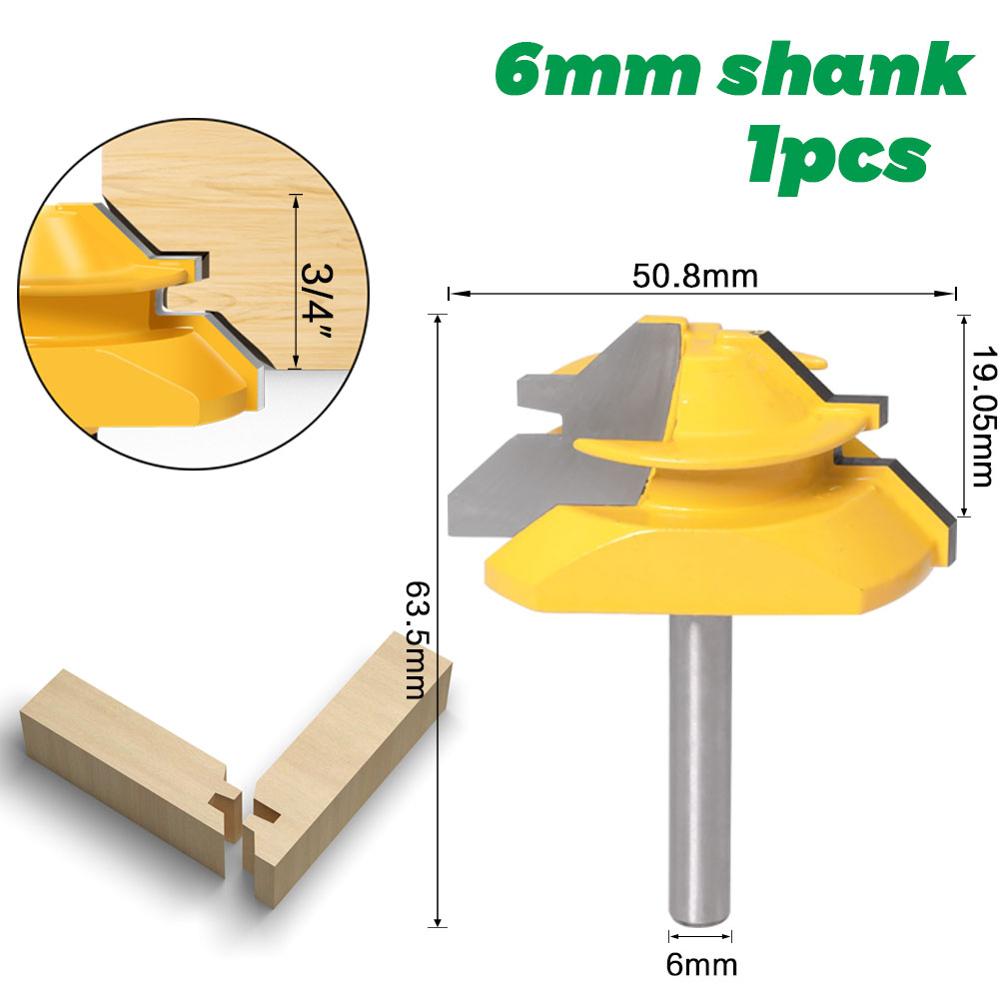 Tongue and Groove Router Bit Tool Set 1/4'' Shank With 45° Lock Miter Bit 1/4'' 6mm Shank - Solid Steel, Anti Kickback: 1PCS 6mm shank