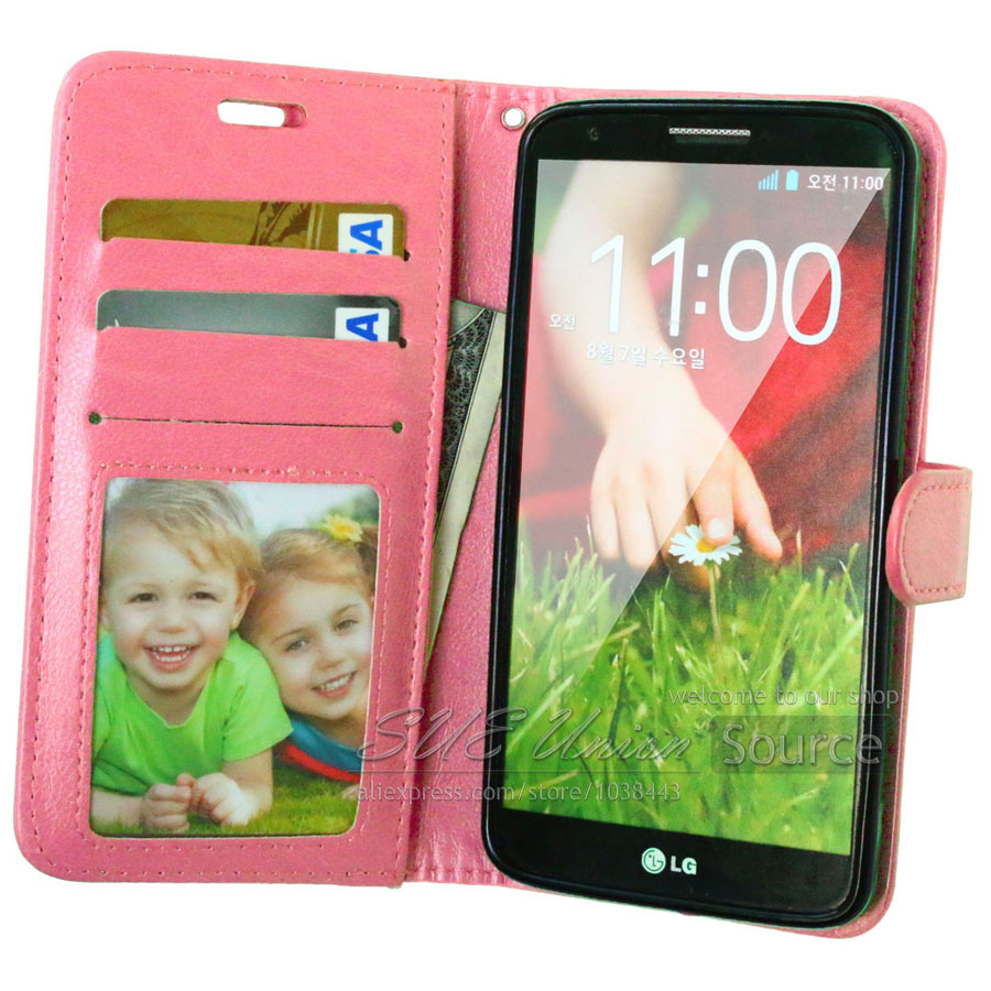 Flip Leather Case for LG G2 Optimus D801 F320 D802 VS980 F340L LS980 LS980S Wallet Stand With Card Holder Cover Fundas Coque