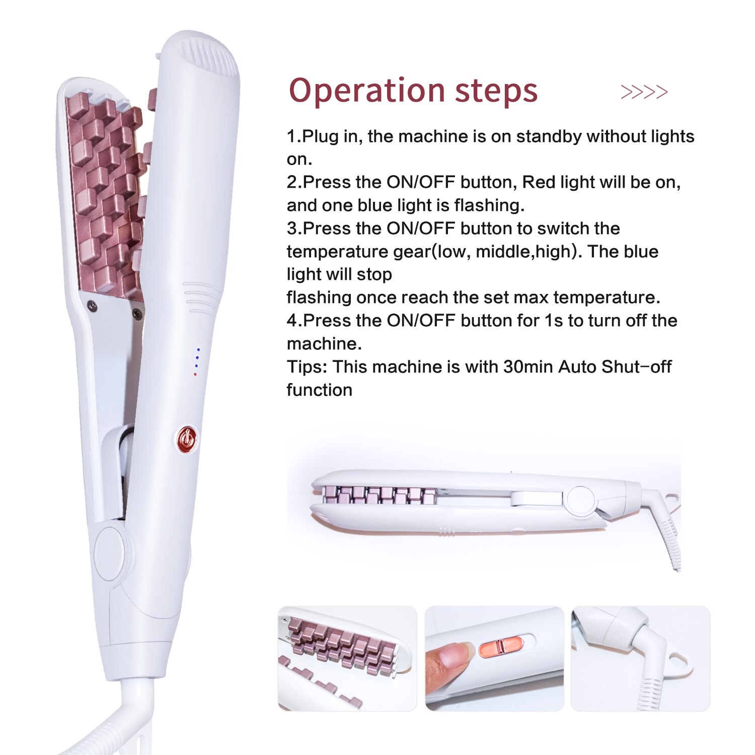 3D Grid Hair Crimper Volumizer Ceramic Hair Fluffy Corrugated Curler Flat Iron Corn Hair Splint Perm 5 Temperatures