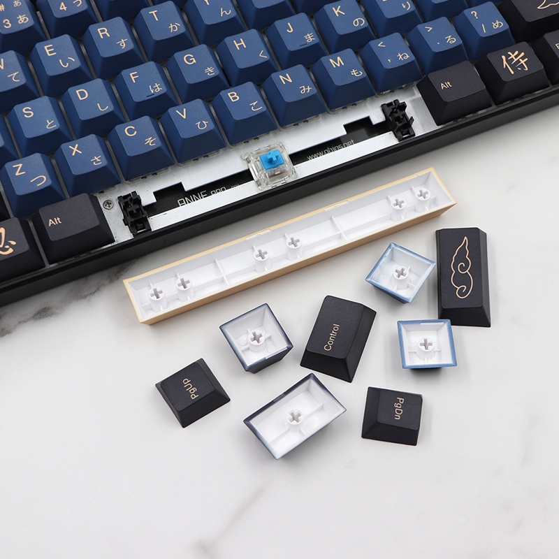 135 Keys/Set Blue Samurai Theme PBT Dye Subbed Keycap for Mx Cherry Switch Mechanical Keyboard Gmk Keycap