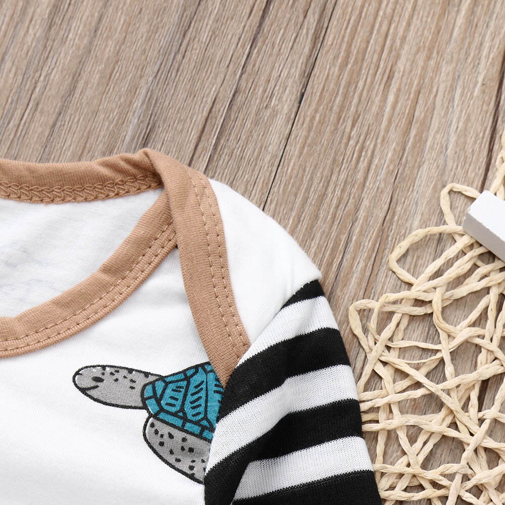 Bebê recém-nascido da menina do menino outfits tartaruga listrado macacão manga longa chapéu roupas 2 pçs conjunto macacão infantil roupas