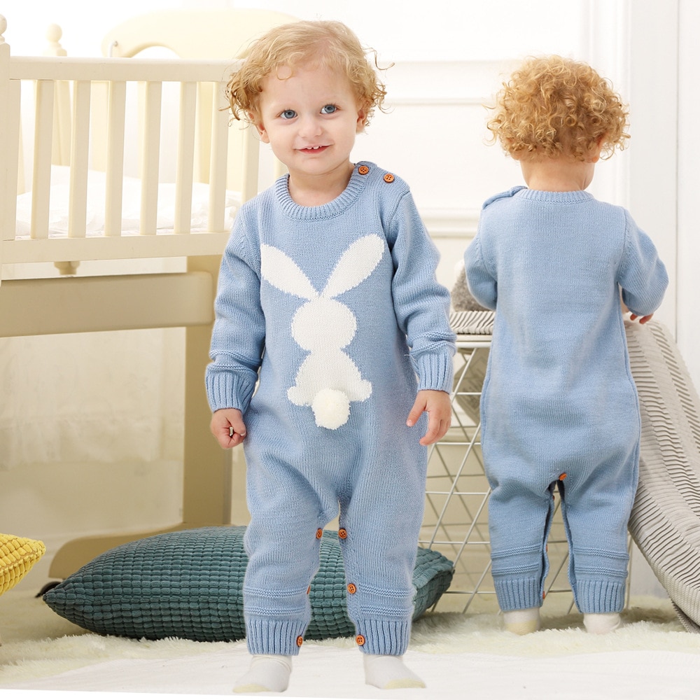Baby Rompers Clothes Newborn Candy Color Knitted Toddler Kids Girls Jumpsuits Long Sleeve Infant Boys Overalls Children Outfits