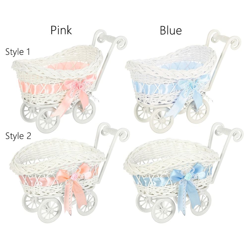 Hand-Woven Small Cart 2 Styles Flower Fruit Storage Basket Flower Basket For Plant Home Wedding