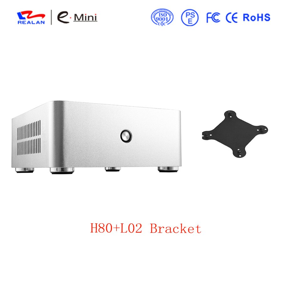 Realan H80 Mini ITX Computer Fall Aluminium PC Schrank Chassis mit Netzteil netzteil: Silver And Bracket