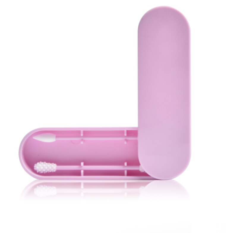 Bastoncillos de algodón reutilizables de silicona para limpieza de orejas, 2 unidades por caja, bastoncillos de algodón lavables para maquillaje: Rosa