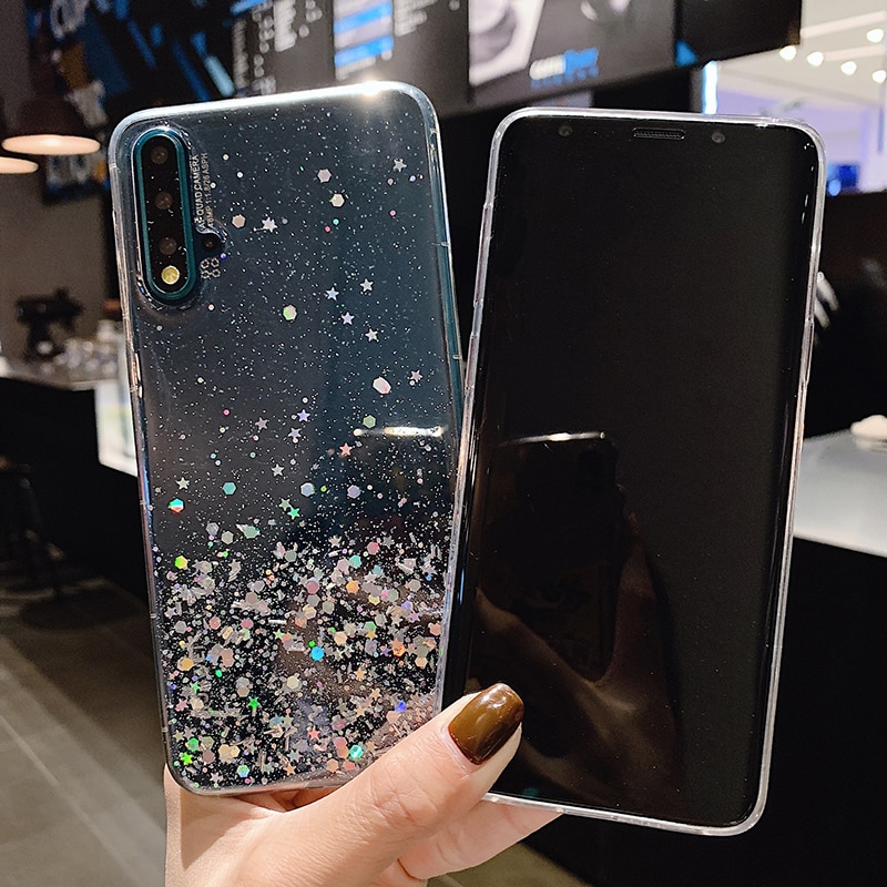 Case For Huawei Mate 20 lite Y9 Play 7c 7s Honor 7a Play 9i 9 7X Clear Bling Glitter Sparkle Foil Sequins Case