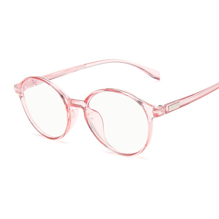 Cute Cat Eye Glasses Women Round Lens Optical Eyeglasses Transparent Plastic Frame Eyewear Anti Blue Comfort Spectacle: Trans Pink