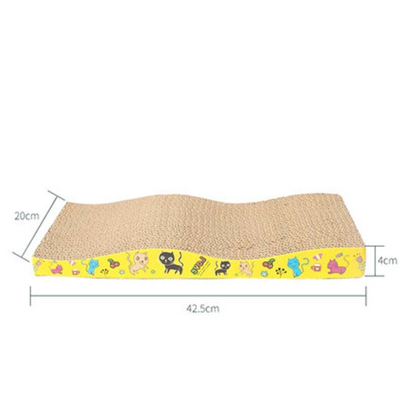 Big-size Cat Scratch Board 4 Shape Cat Toy Double-sided Durable Pet Scratcher Pad Bed Mat with Catnip Toy Claw Care: Wave