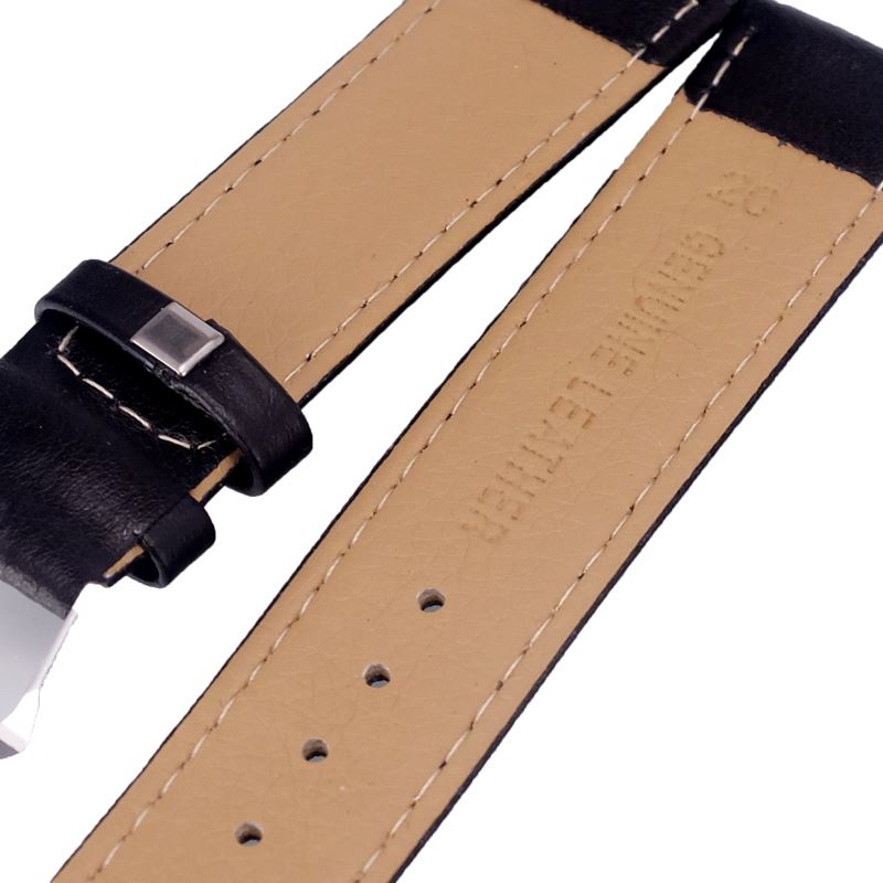 Men Women Black Watch Bands 12mm,14mm,16mm,18mm,20mm,22mm 24mm Soft Sweatband Leather Watch Strap Steel Buckle Wrist Bands