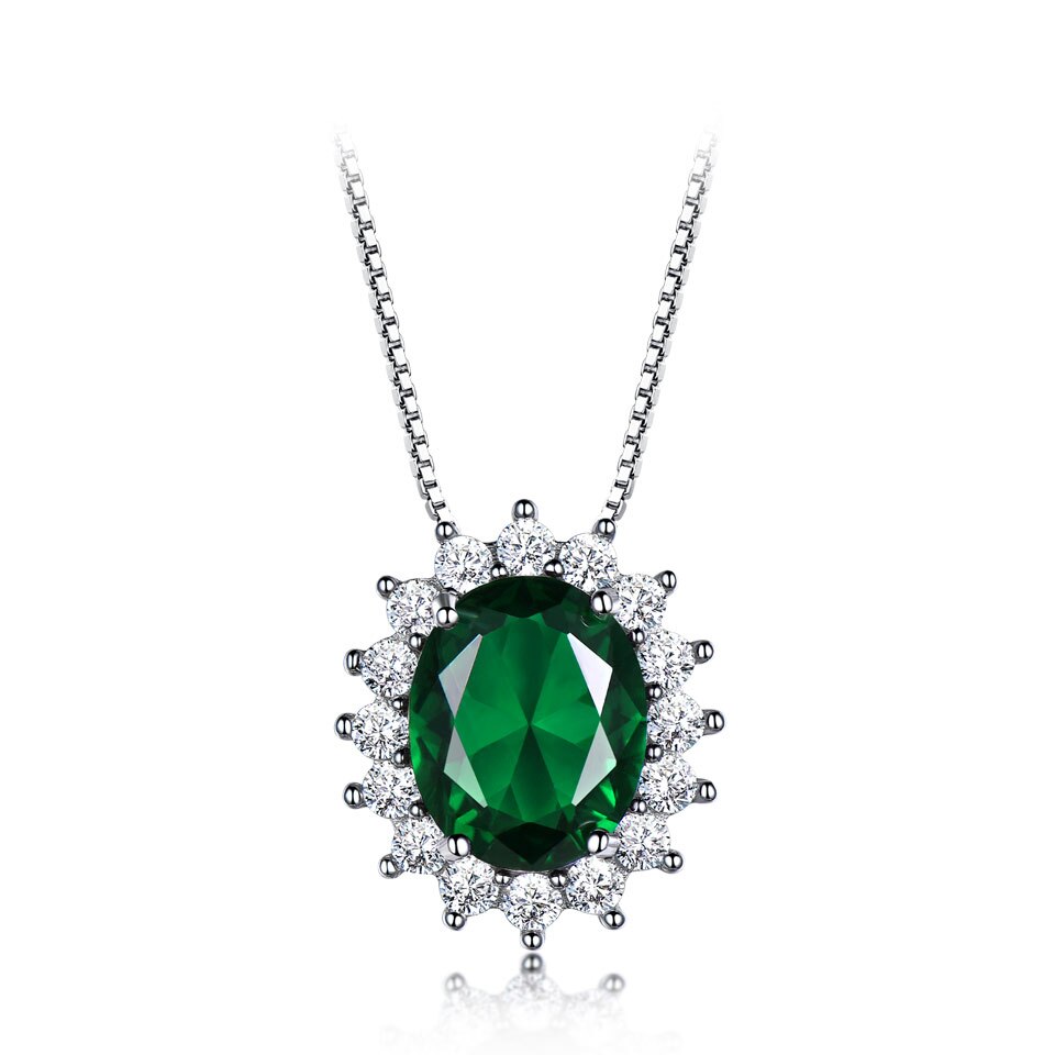 UMCHO Oval 8*10mm Edelsteen Nano Emerald Hanger 925 Sterling Zilveren Kettingen Voor Vrouwen Huwelijkscadeau Fijne Sieraden met Ketting: Emerald