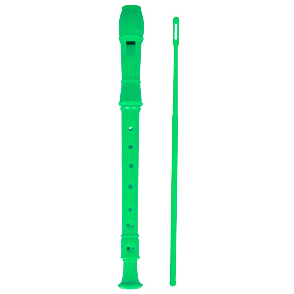 ABS Soprano Descant Recorder Clarinet 8 Holes German Style C Key with Fingering Chart Cleaning Stick for Kids Beginners: Green