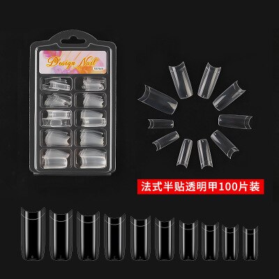 100 stuks/doos kunstmatige nageltips volledig dekkende nagels gekleurde nageltips acryl transparante nagelcapsules franse manicure nepnagels: 5
