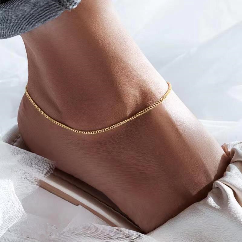 Snake Chain Anklet Women Gold Color Simple Temperament Link Chain Anklet For Women Jewelry: 4