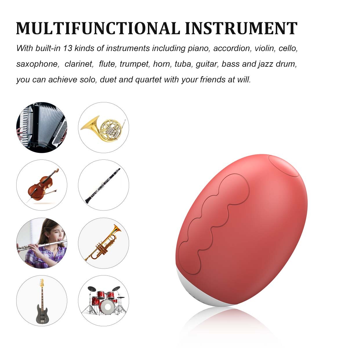 Pianoergonómico de mano inteligente, instrumento electrónico de dedo de órgano que incluye 13 instrumentos musicales, 10 cajones, azul/rojo