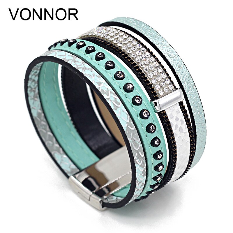 VONNOR Mode vrouwen Sieraden multi-layer Lederen Armbanden Armbanden Herfst Winter Hand Accessoires Wrap Armband