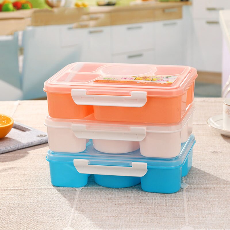 Baby Kids Food Container Bento Video Show with Soup Bowl Children Dinnerware School Portable Food Storage Container