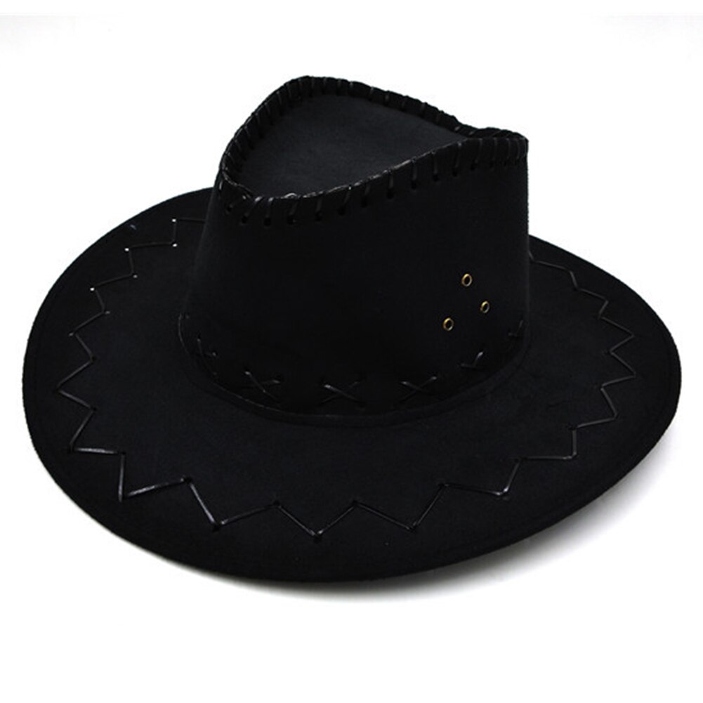 Casual festdräkter halloween cowgirl bred brätte pojkar tjejer riddarkeps solskydd retro vintagetryck cowboyhatt justerbar: Svart