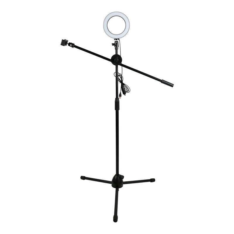 Phone Photography Beauty LED Ring Light Lamp Dimmable Adjustable Shooting Boom Arm Photo Light Studio Stand Tripod Holder Kit: Set 2 with 16cm lamp