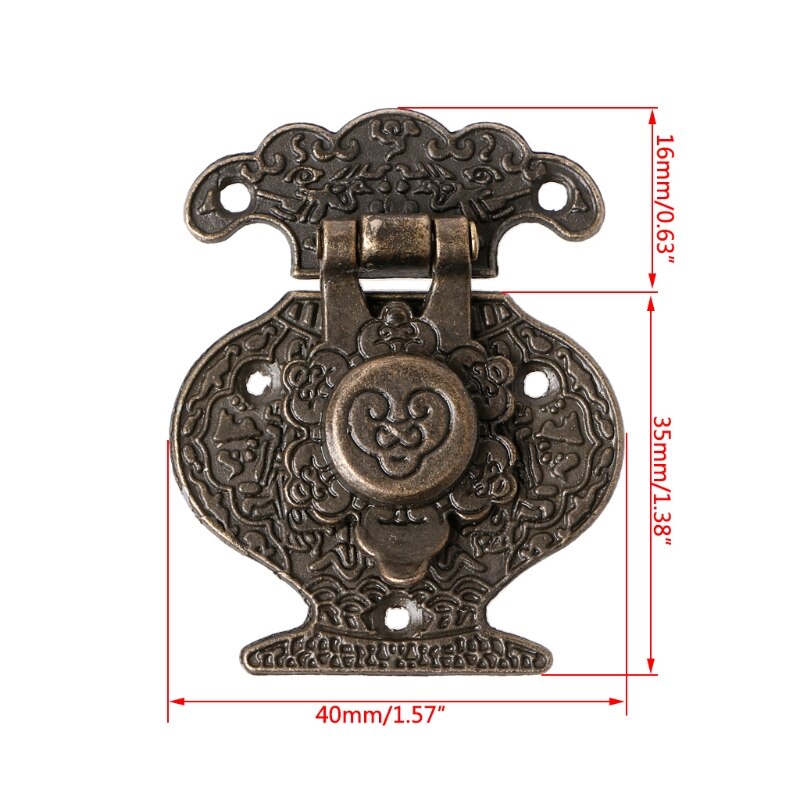 Antieke Bronzen Hasp Klink Sieraden Houten Doos Mini Kast Gesp Lock Decoratieve