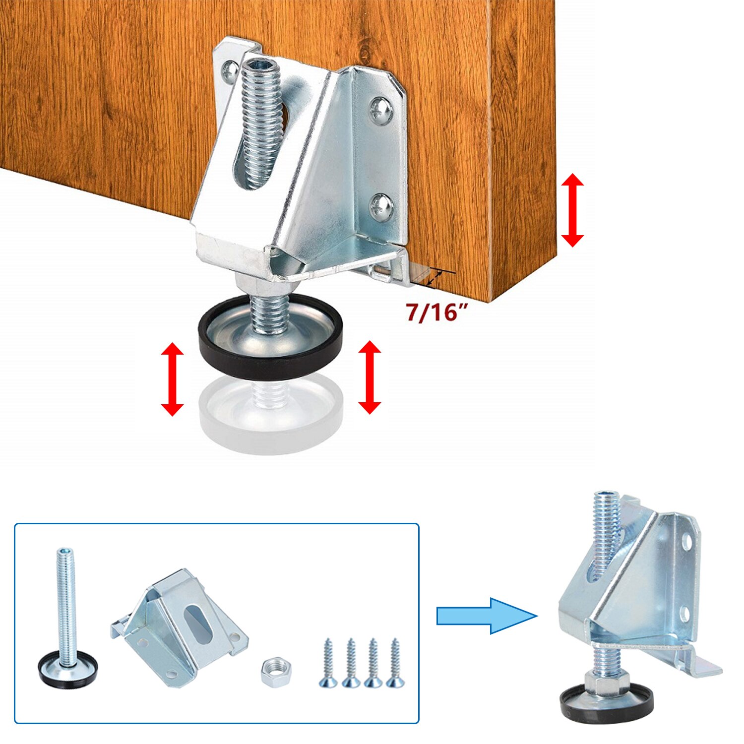 1/4 Pack Heavy Duty Furniture Leveler Adjustable Leveling Feet For Furniture Cabinets Wardrobe Workbench
