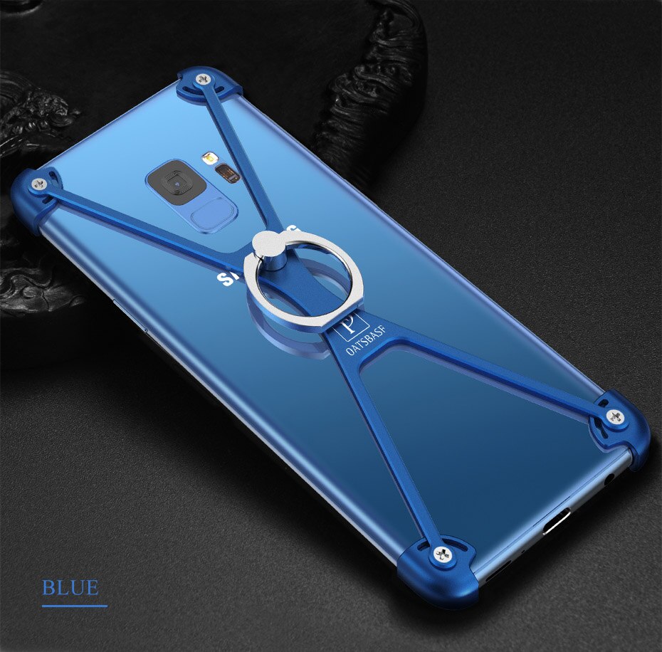 Oatsbasf airbag caso de metal para samsung galaxy s9 personalidade airbag escudo para galaxy s9 plus metal caso capa protetora: for Galaxy S9 Plus / X Metal Blue