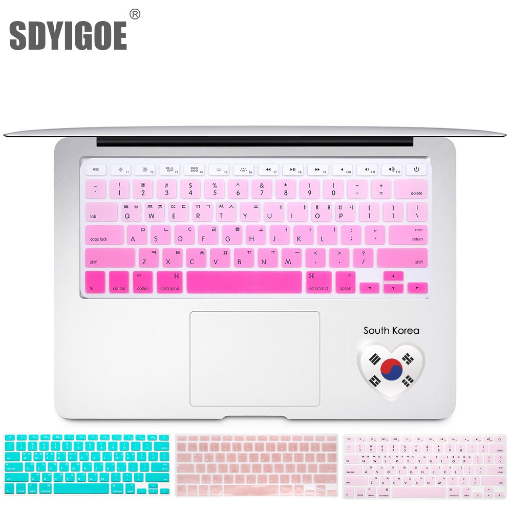 Koreański klawiatura pokrywa dla macbook Air 13 pro15 cal A1466 A1278 A1502 A1398 na laptopa Retina na klawiaturę kolor folia na klawiaturę
